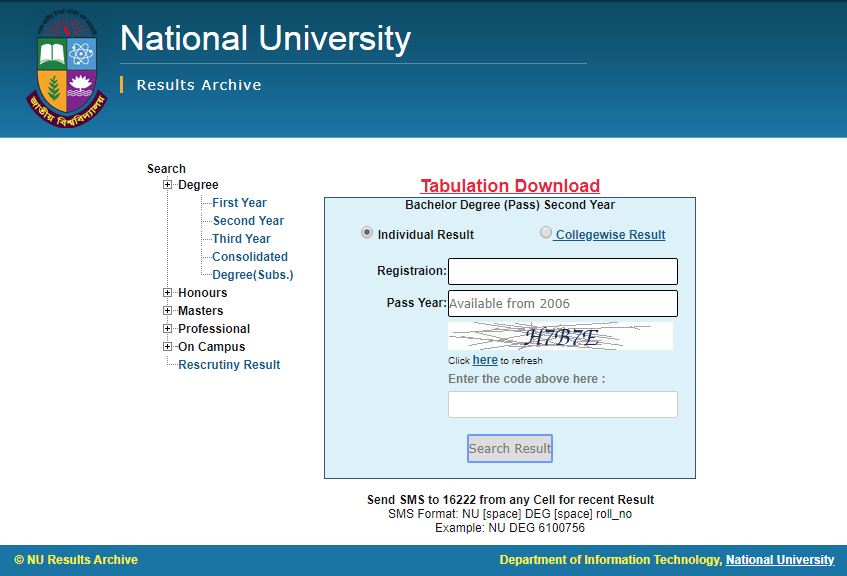 nu degree 1st year result