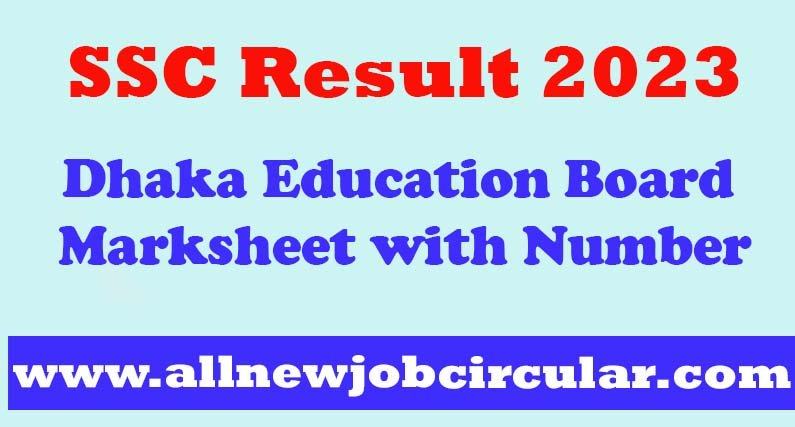 SSC Result 2023 Dhaka Board Marksheet