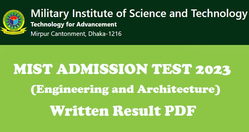 MIST Admission Result 2023 (Written Results)